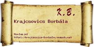 Krajcsovics Borbála névjegykártya