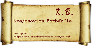 Krajcsovics Borbála névjegykártya